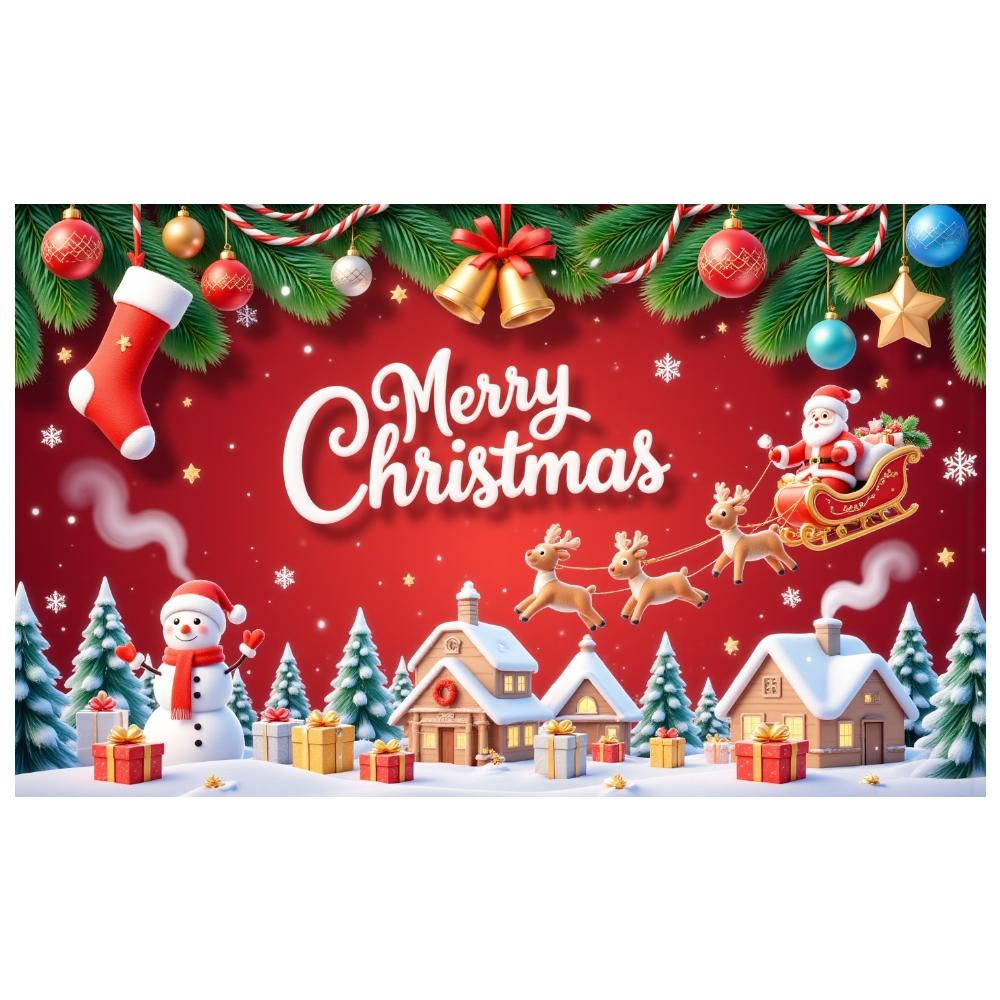 Christmas Banner Santa Claus Design Xmas Decor Banner Holiday Banner Festive  For Christmas Eve Home Decoration Indoor