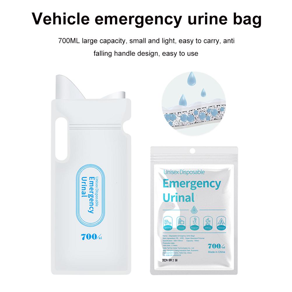 4pcs Portable Car Toilet Urine Bag 700ml Disposable Travel Pee Bags Leak-proof for Men Women Kids for Travel Traffic Jam Camping