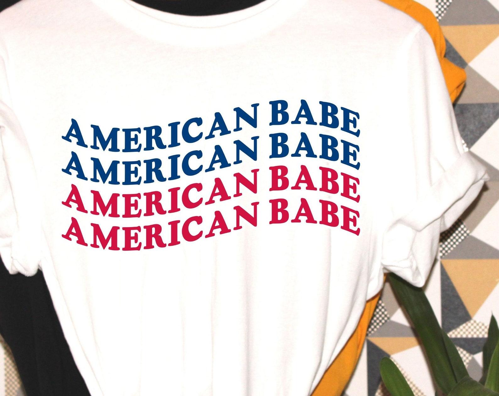 American Babe, patriotic tshirt, retro shirt, great patriotic gift, fun tshirt, holiday shirt S