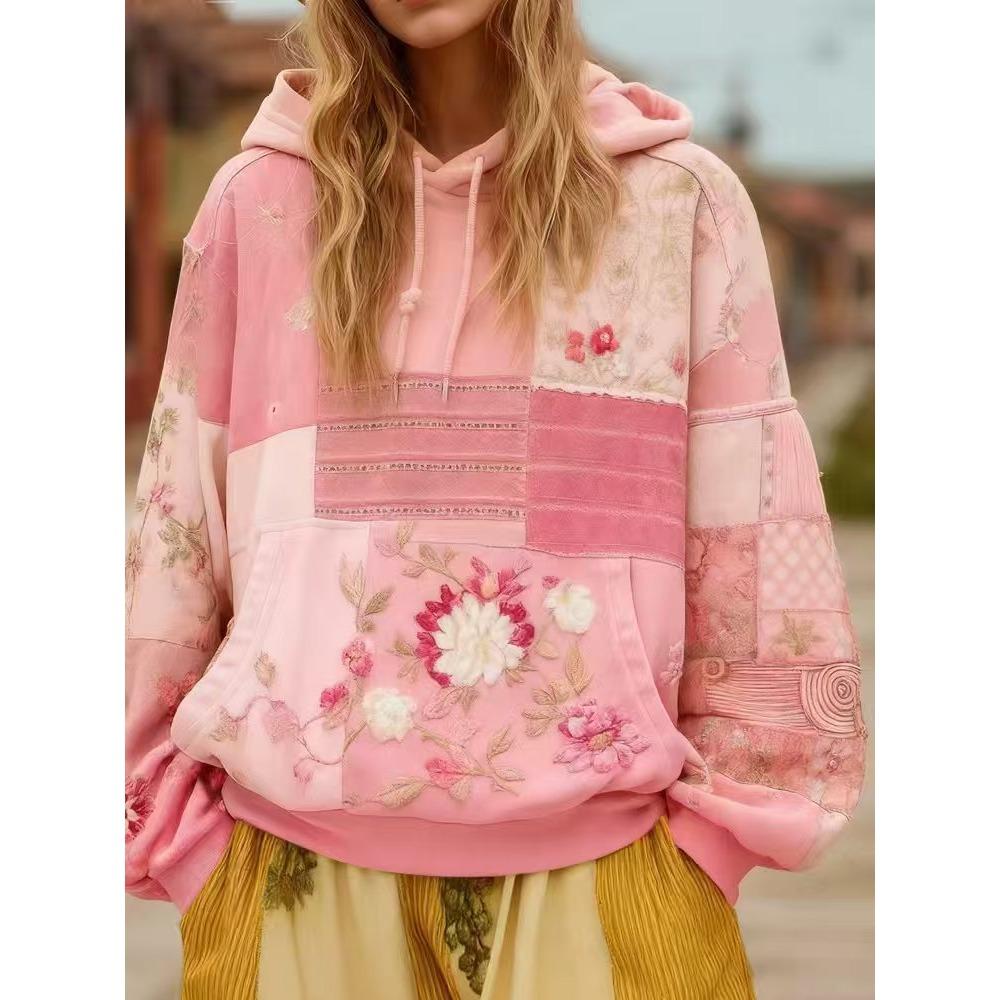 Spring Autumn Floral 3d Print Hoodie Women Fashion Casual European American Style Hoodie Streetwear Sweatshirt Women Clothes Top