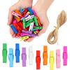 Mini Clothesp for Photos,100pcs Clothes P Wooden,Colorful Clothesp with Jute Twine, Small Clothes P Tiny Clothesp for Photos, Crafts, Pictures