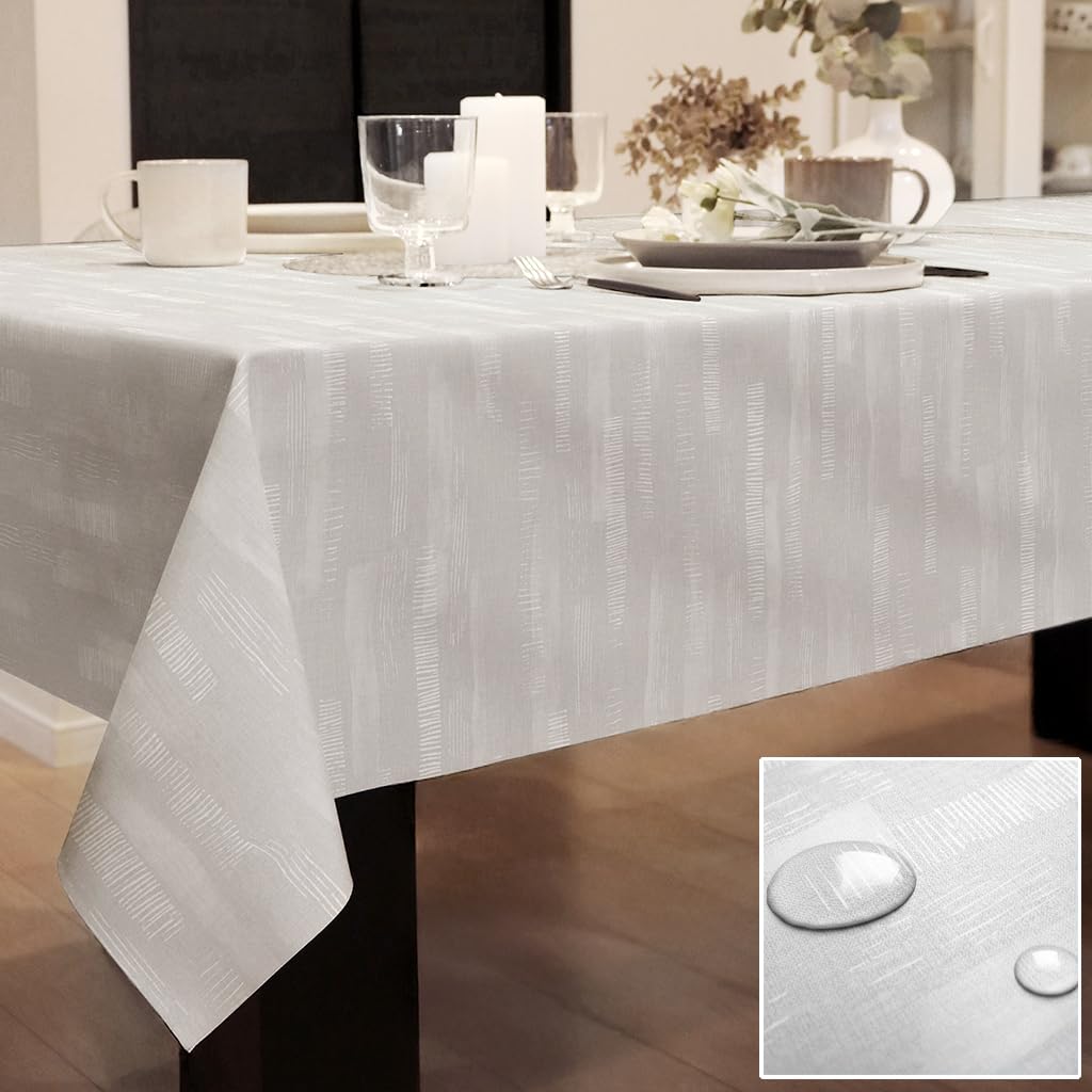 Water-repellent, waterproof, wipeable vinyl PVC tablecloth, stain-resistant, scratch-resistant, stylish dining table cover, dining mat, rectangular, a