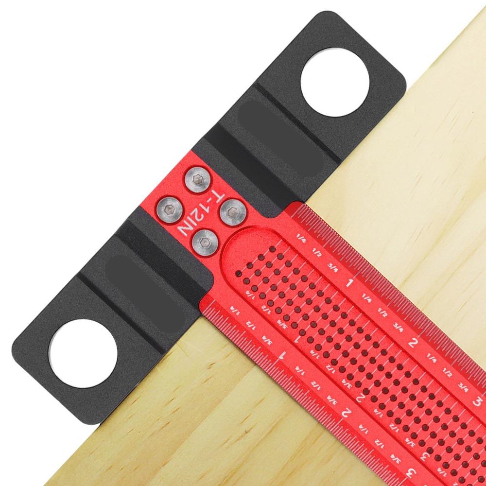 Aluminum Alloy Hole Marking T Ruler 12 Inch Precision Marking Tool Woodworking Ruler Layout
