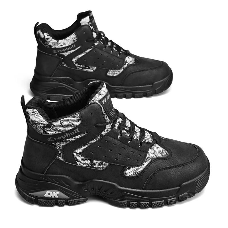 

Модные новые ботинки для мужчин, зимние мужские ботинки по щиколотку, износостойкие, высокие, мужские, повседневные, уличные, взрывной стиль 44 чёрный