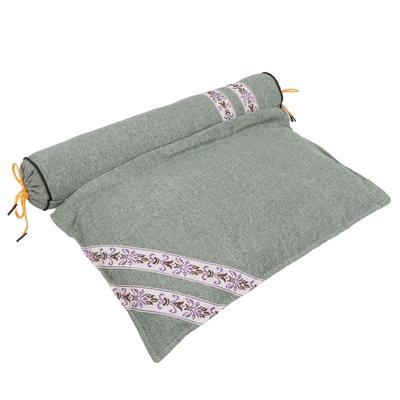 Detachable Wormwood Cervical Vertebra Pillow Pain Relief Neck Roll Sleeping Pillow Light Green