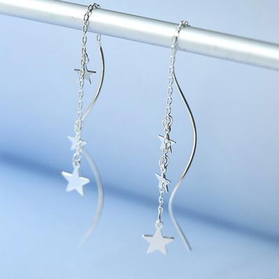 925 Sterling Silber Stern Lange Quaste Ohrringe Welle Kette Ohrring Für Frauen Mode Schmuck Geschenke Großhandel S-E950