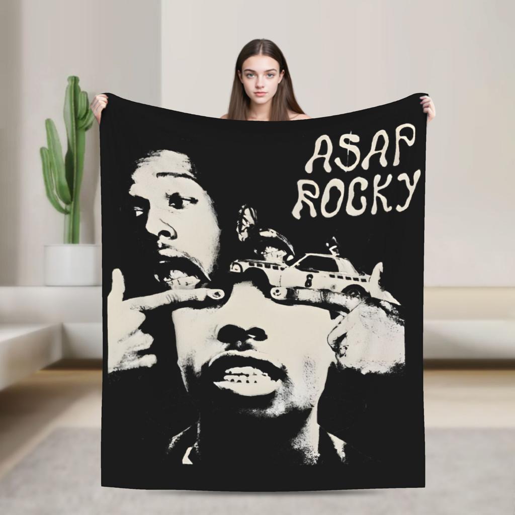 ASAP Rockys Retro Blankets Fleece Winter Breathable Super Warm Throw Blankets for Bed Car Plush Thin Quilt
