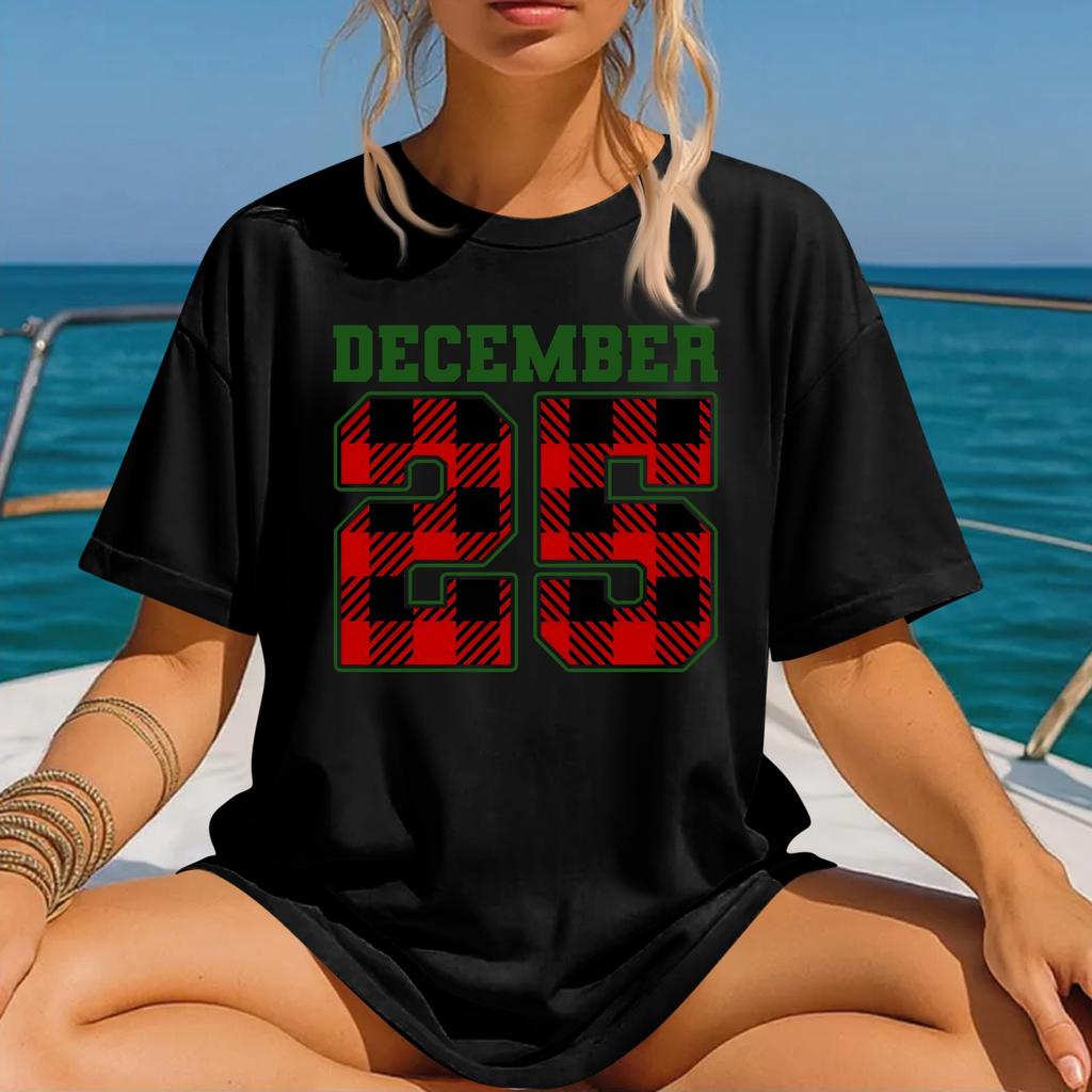 Moda feminina estampada gola redonda manga curta camiseta pulôver top