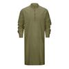 Mens Kaftan Thobe Button Down Casual  Shirts Long Sleeve Robe Cotton Linen Muslim Gown Shirt