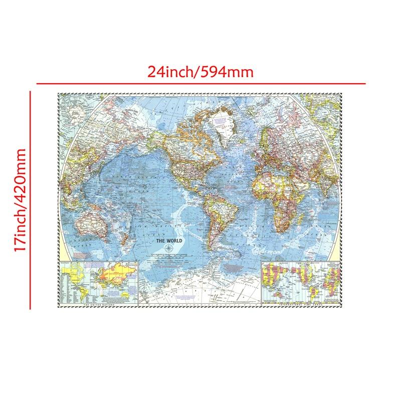 

-КАРТА- Карта мира (1960) Постеры с картой мира, Настенные постеры, Туристический/Образовательный инструмент, Декоративная подвесная картина 59*42cm (24*17inch)