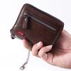 Herren Leder Geldbörse Kurz Reißverschluss Münzbörse Vintage RFID-Blockierend Zweifach gefaltete Geldbörse mit Kartenhalter Foto Fach Ketten Geldbörse Männliche Clutch Geldbörse