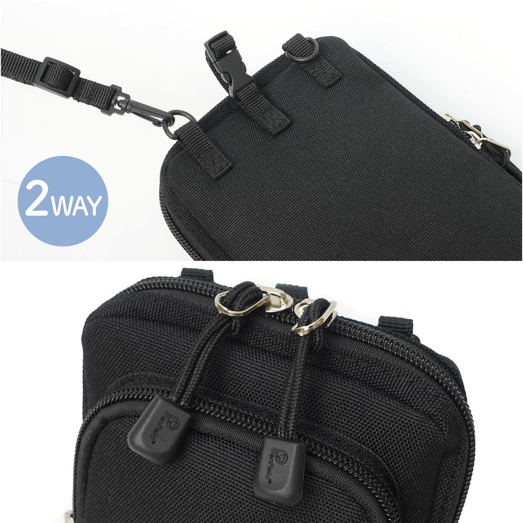 Penfield Pouch with Shoulder Smartphone Multiple Large Black 2 2-Way Strap, Storage, Pockets, Capacity,