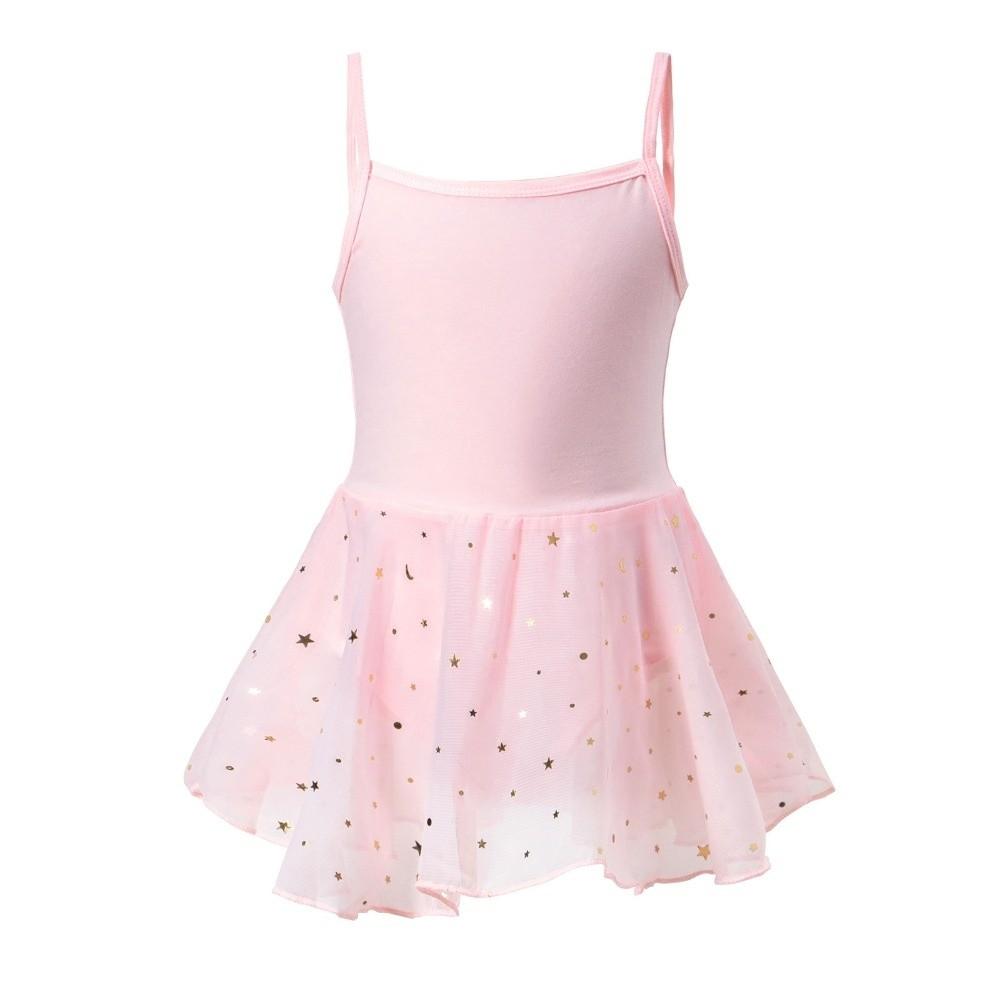 Short Sleeve Ballet TuTu Dress Sequin Cross Strap Baby Girl Ballet Skirt Princes Dress Puffy Party Dance Dress Stage Wear 100cm