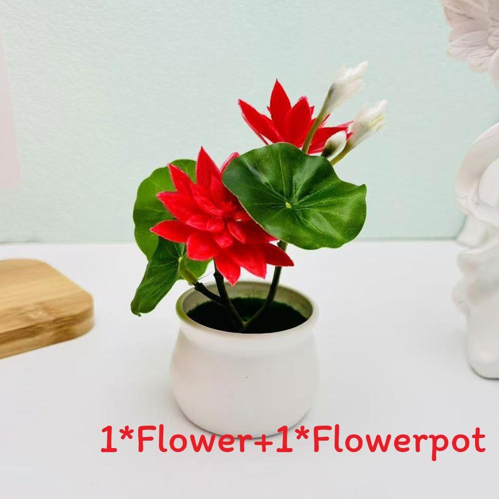 Lotus Plastic Potted Green Plant Potted Plant For Home Living Decor Room