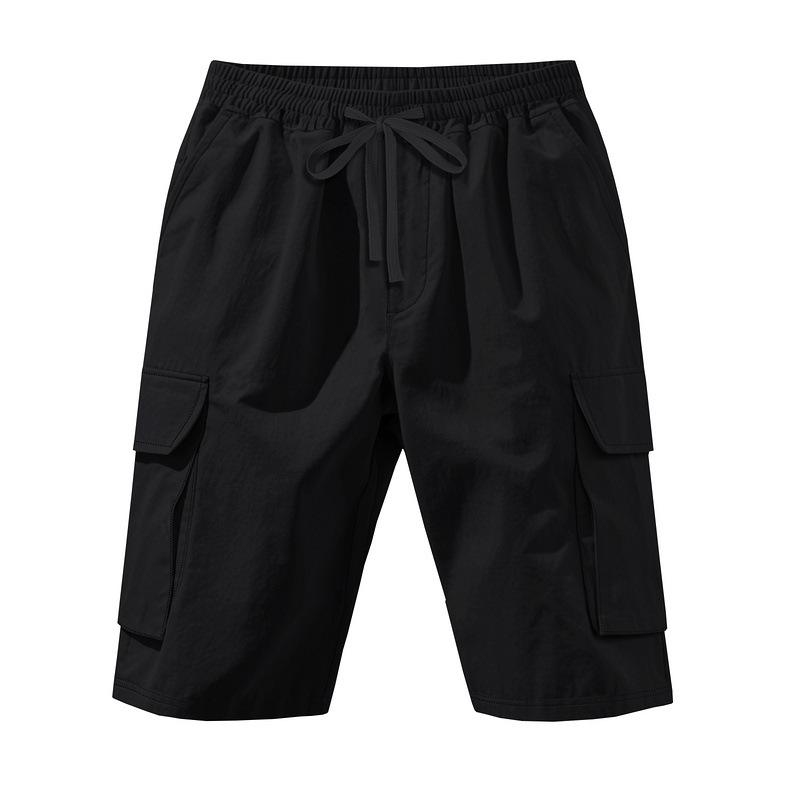 Sommer Laufshorts Herren Sportbekleidung Lässig Locker Kordelzug Taschen Einfarbig Strandshorts Mann