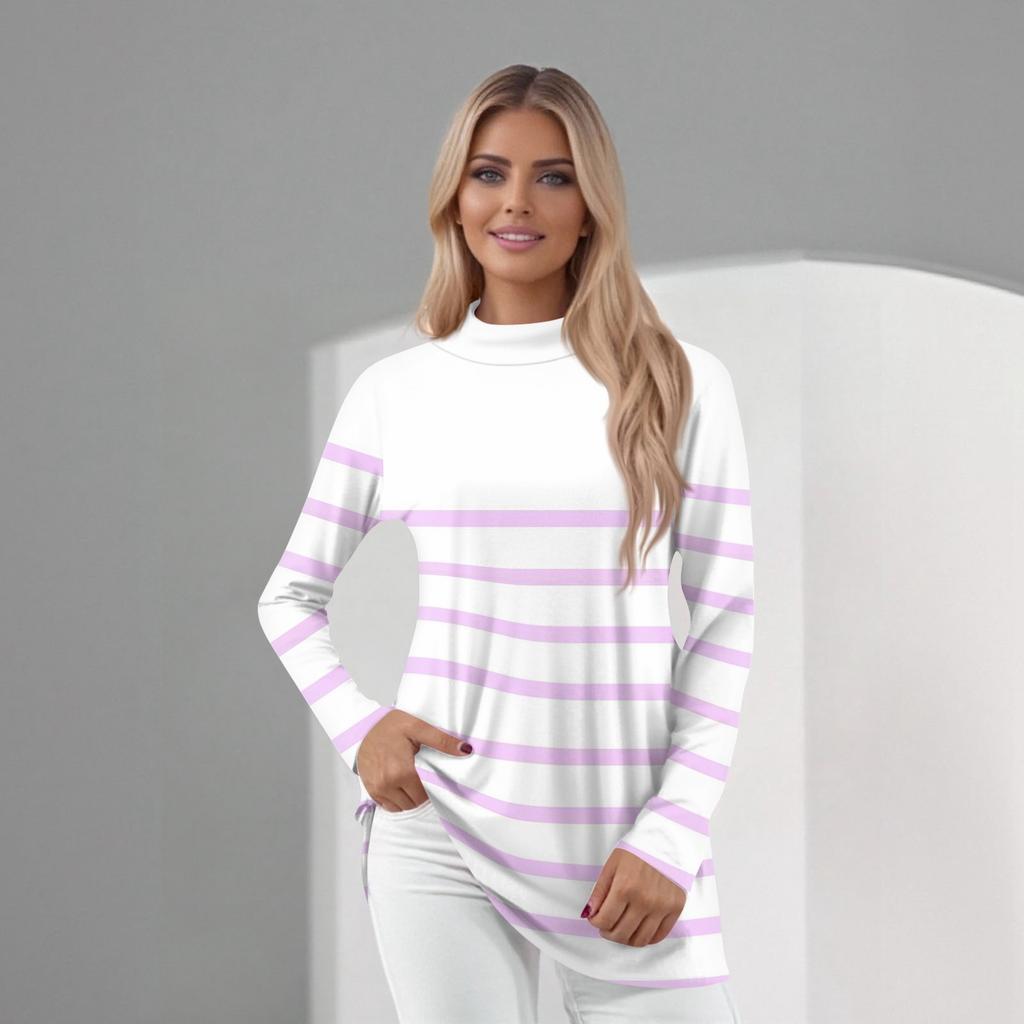 Women's Daily Casual Long Sleeve Mid Collar Top