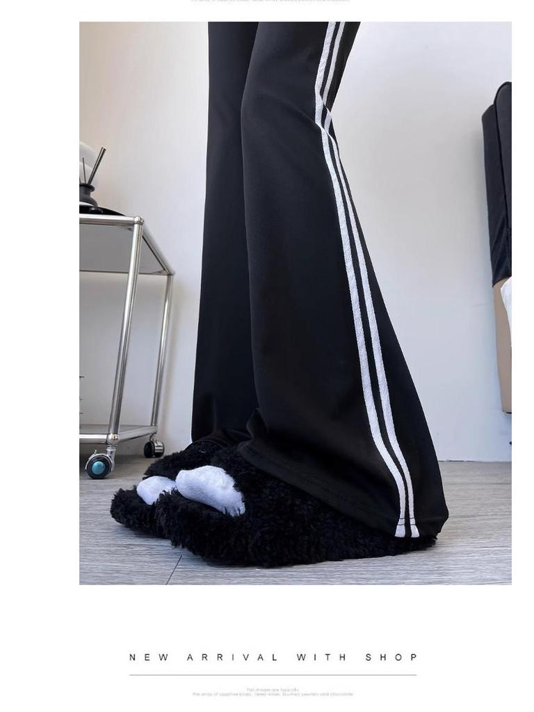 Women's High Waist Micro-Flare Pants - Autumn/Winter Velvet, Slimming, Plus Size, Casual Outer Wear