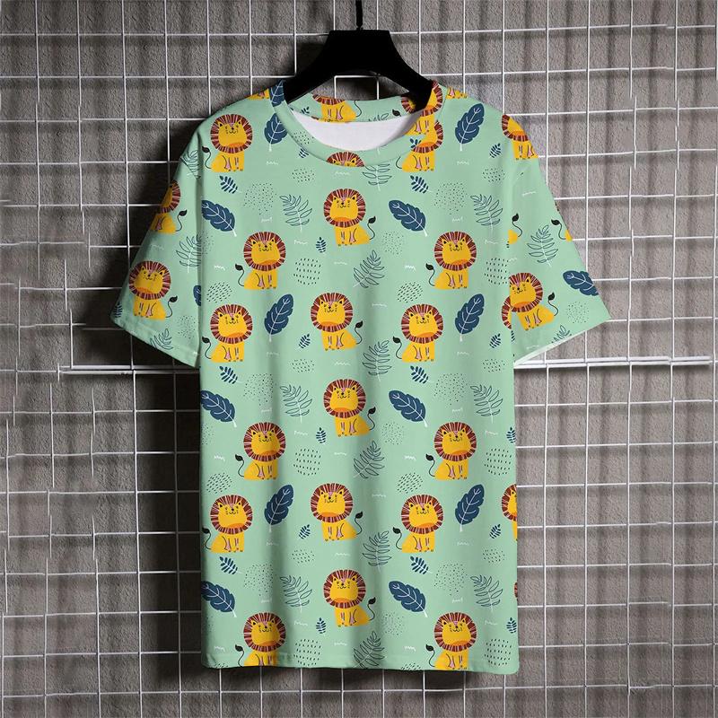 

Модная футболка с мультяшной графикой, летняя повседневная футболка с коротким рукавом и круглым вырезом, цветная футболка с 3D-принтом, мужская уличная одежда, большие футболки 6XL