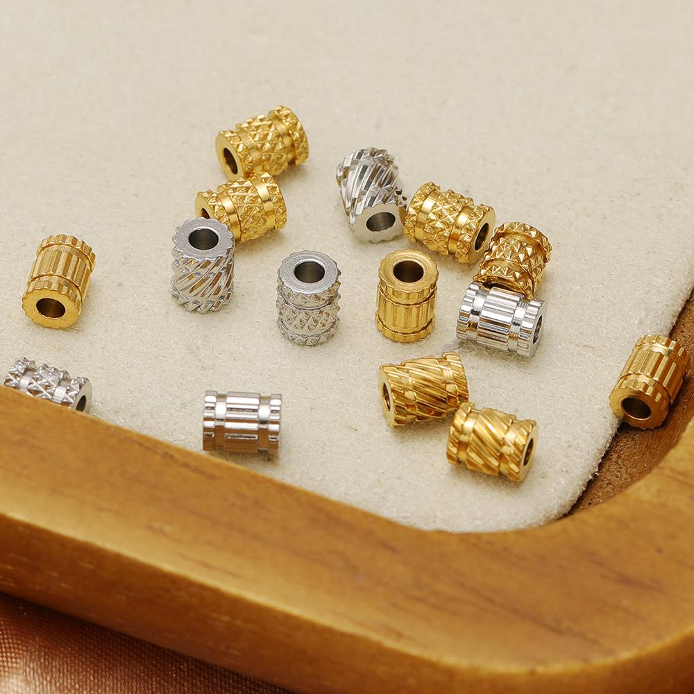 20Pcs Stainless Steel Gold Color Loose Bead Big Hole Spacer Beads for DIY Bracelets Finding Necklace Jewelry Making Supplies