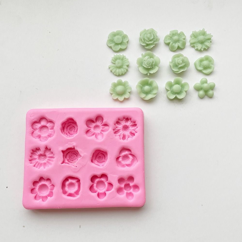 Heat Resistant Pink Flower Fondant Molds Silicone DIY Chocolate Decoration Moulds Flower Shape baking mold Resin