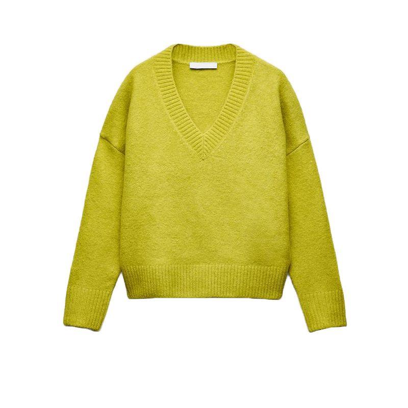 Spring New Arrival Women's Clothing Daily Commute Style Basic Versatile Long Sleeves V Neck Casual Sweater 2142169