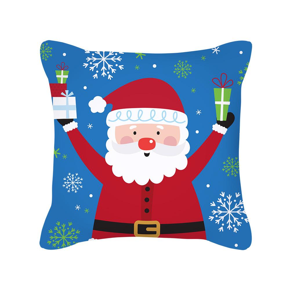 New Cartoon Santa Claus Christmas Pillow Cover Holiday Gift Square Cushion Cover