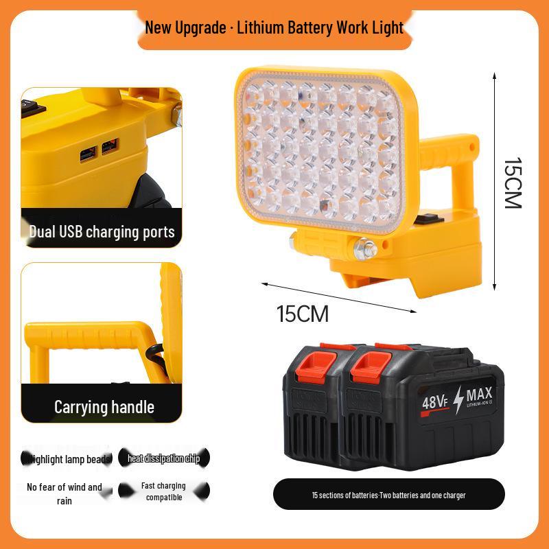 Portable Emergency Lithium Battery Floodlight for Camping, Construction, and Car Repairs