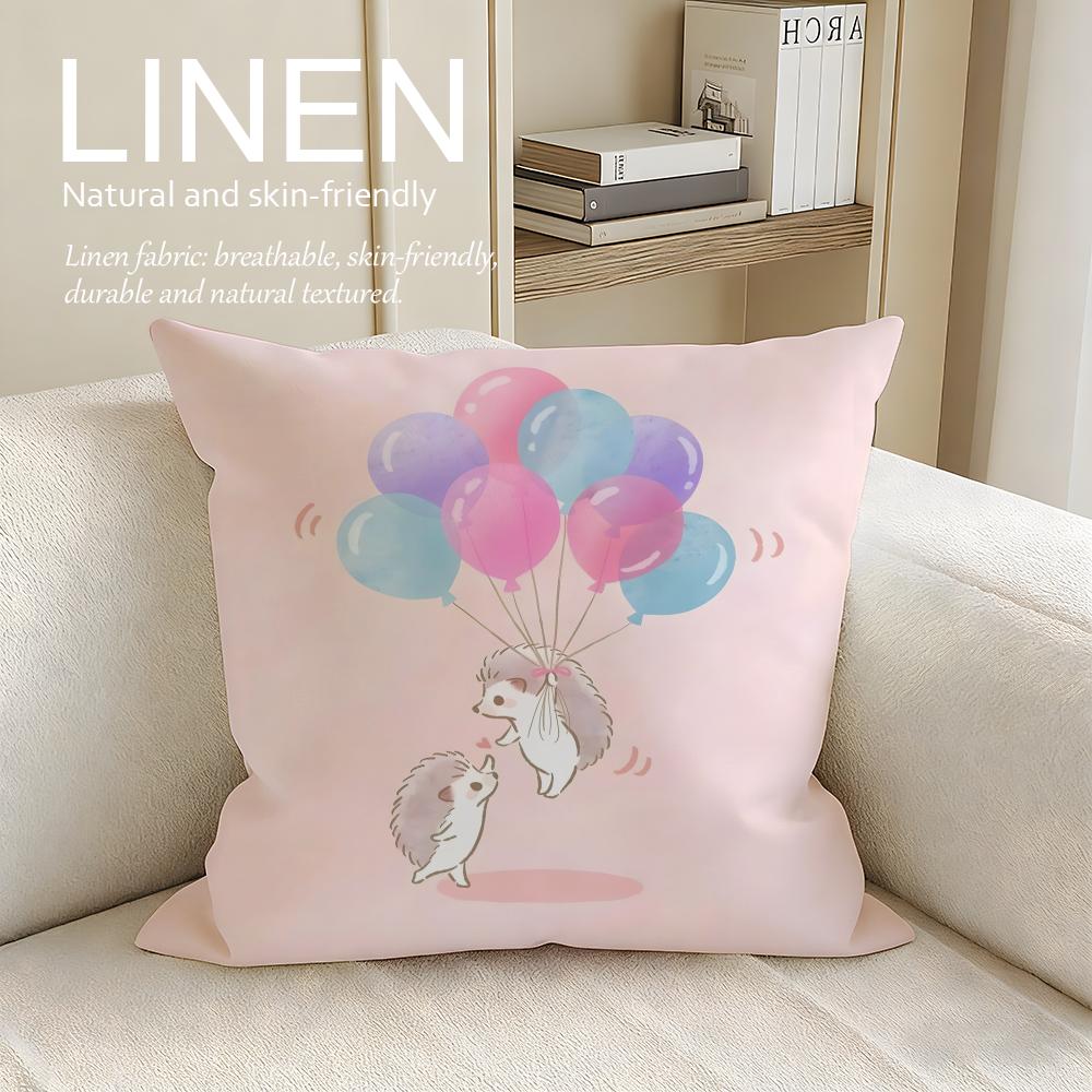 

Cute Bokko Hedgehog Cushion Cover Pillowcase Set Pcs x x Breathable Washable Sofa Cushion Cover 30X30cm