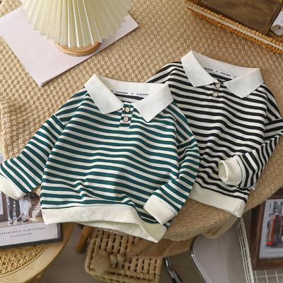 Erkek Çocuk Polo Gömlekleri Sonbahar Kış Üstleri Çocuklar İçin Uzun Kollu Çocuk Tişörtleri Çizgili Kız Bluzları Bebek Tişörtleri Yürümeye Başlayan Çocuk Kıyafetleri
