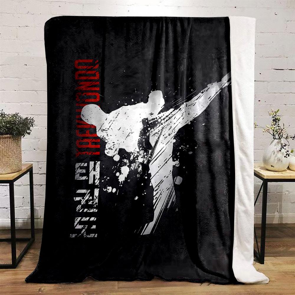 Coperta con Grafica di Calcio Taekwondo Coperta per Camera da Letto per Soggiorno Divano Pausa Pranzo Morbido Plaid per Festival Amico Regalo