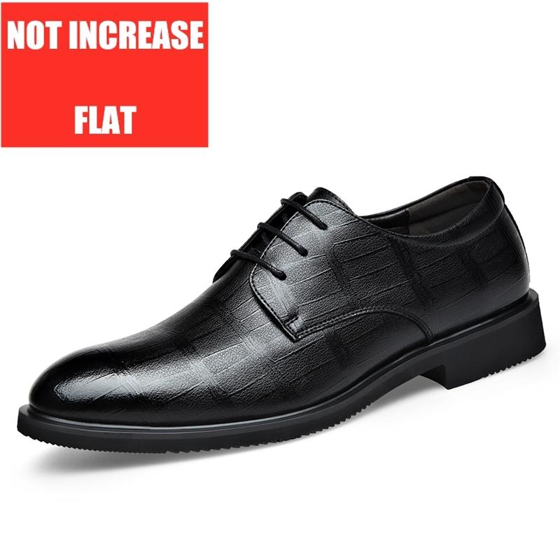 Men's Business Dress Elevator Shoes Hollow Out Black Formal Wedding Shoes 6CM Height Increase Pointed Toe Casual Elegant Oxfords