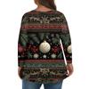 Women's Fashionable Casual Long Sleeved Plus Size  Print Top Plus Size Floral Print Top