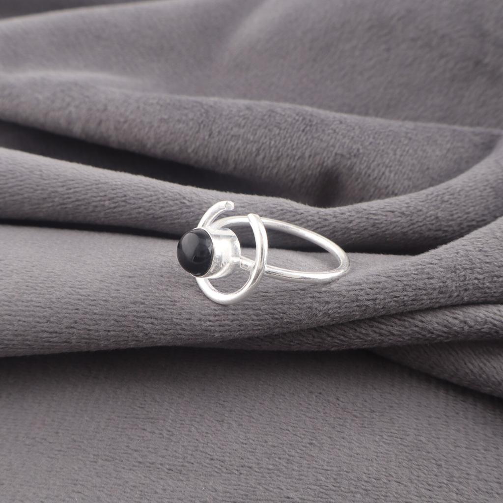 Black Tourmaline Gemstone Ring 925 Stamped Silver Handmade Jewelry Women Ring RR-54-29