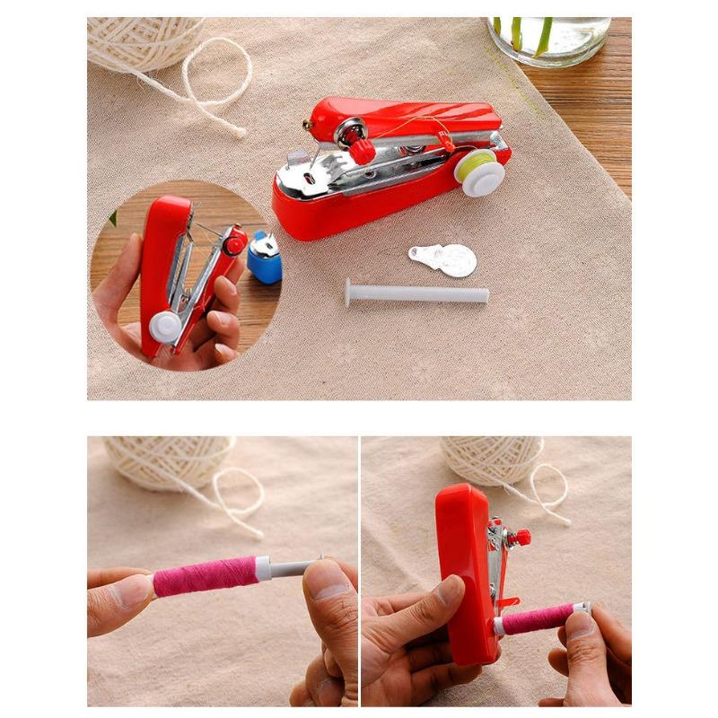 

Ручная мини швейная машинка карманная портативная ручная швейная машинка микро портной машинка стойка красный