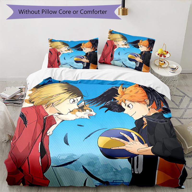 3pcs Haikyu Bedding Set Duvet Cover Closure Includes 1 Duvet Cover & 2 Pillowcases, Soft and Comfortable for All Seasons.