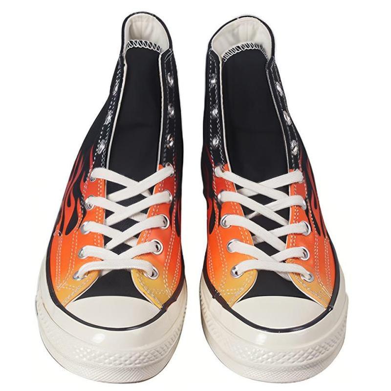 Converse 1970s 70 Hi Flame High Top Canvas Shoes Unisex Black and Red Stitching