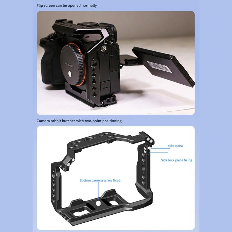 Professional Camera Cage Camera Full Cage Lightweight for A7M4 A7M5 A7R5 Aluminum Video Rig Button Cold Shoe QR Base Accessories
