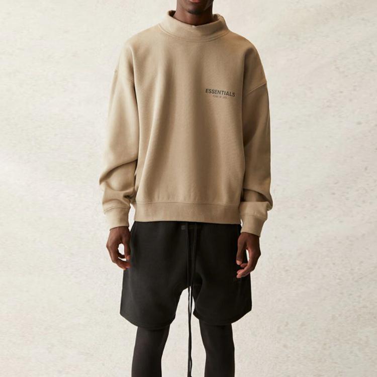 Fear of God Essentials SS21 Fleece-Lined Mockneck Sweatshirt Unisex Tops Moss FOG-SS21-582