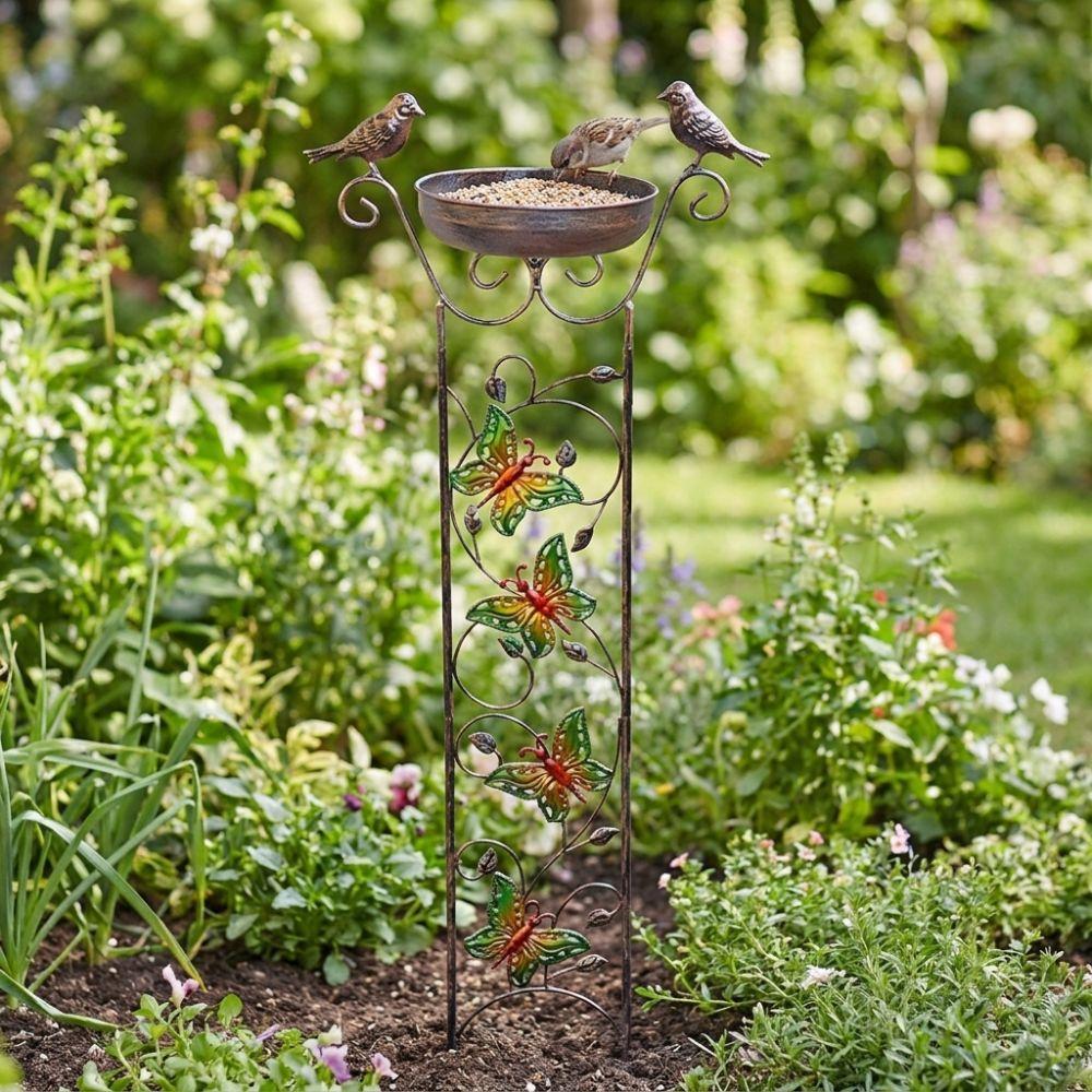 Freestanding Metal Bird Bath Sturdy Bird Bath Feeder Climbing Plant Support Patio
