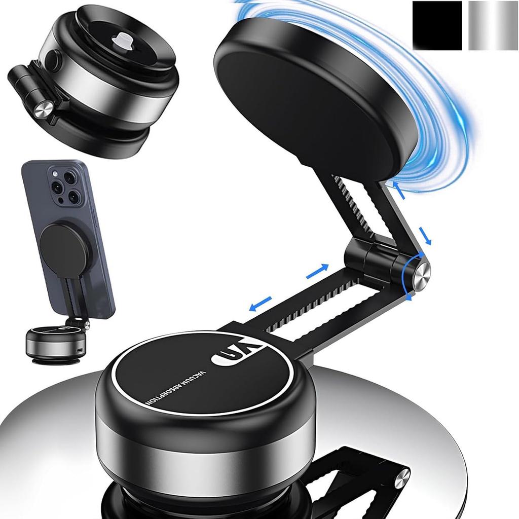 Car Phone Holder Electric Vacuum Suction Cup Telescopic Strong Magnetic Adsorption Bracket Gym Kitchen Stand For iPhone 12-16