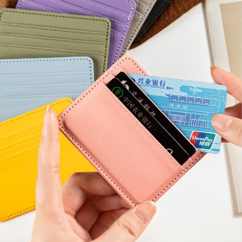 Ultra-thin PU Leather Mini Wallet Slim Credit Card Holder 4 Slots for Men Women Business ID Case