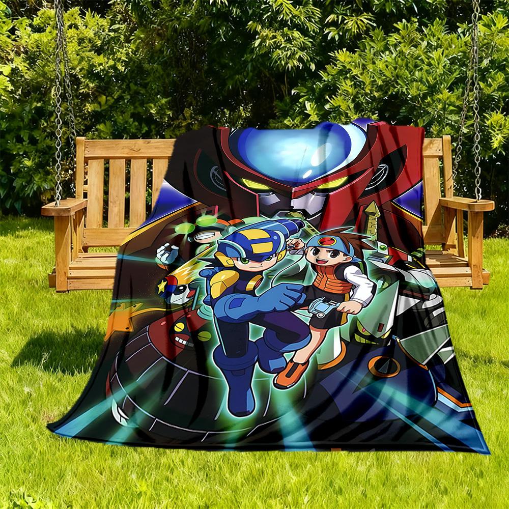 

1PC Mega Man Battle Network Outdoor Blanket Lightweight Flannel, Soft & Warm, All-Season Use for Sofa, Outdoor, Camping, Living Room, Office87 130cmx150cm