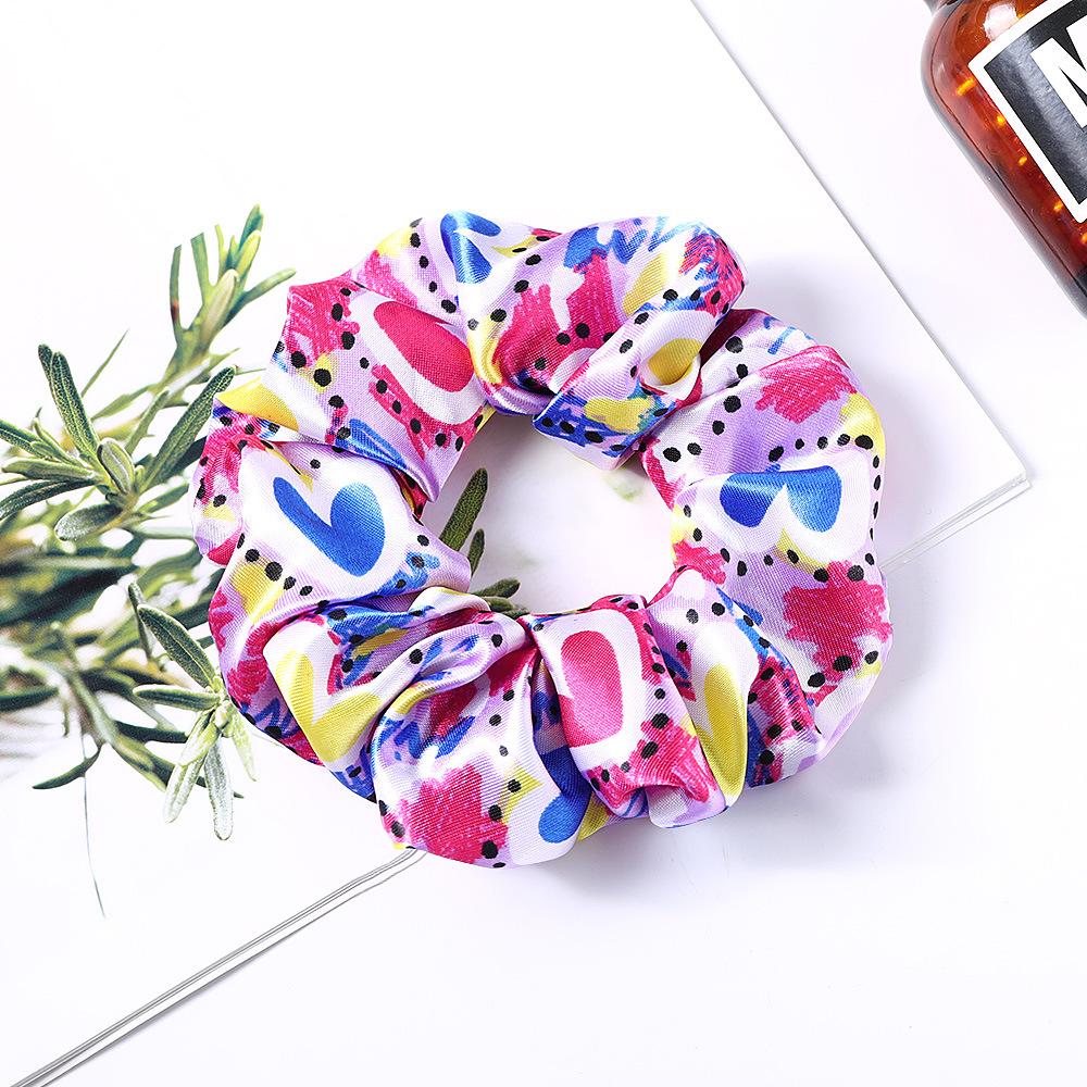 New Satin Printed Flower Floral Scrunchie Women Girls Elastic Hair Rubber Bands Accessories Tie Hair Ring Rope Holder Headdress