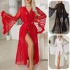 Feyun Women's Seductive Mesh Nightgown and Bathrobe