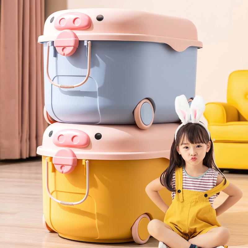 Children's Cartoon Storage Box with Wheels - Large Capacity Organizer for Toys, Clothes, and Snacks