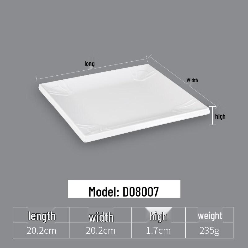 White Melamine Square Plate (5-Pack)