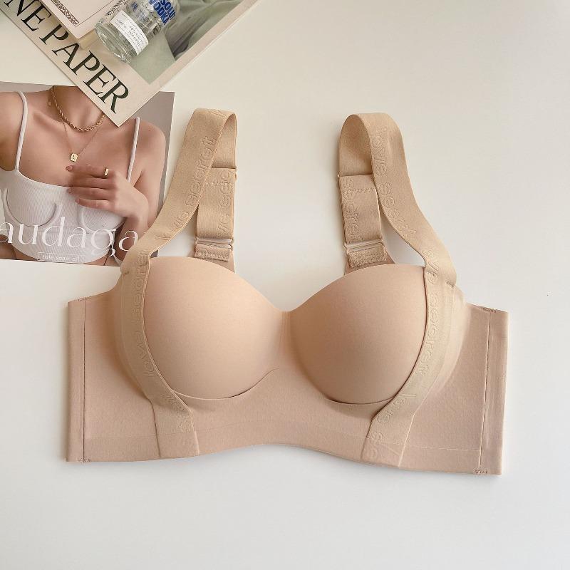 Women's Seamless Wireless Push Up Bra Anti Sagging Lift Side Support Wide Strap Comfort Half Cup Bra