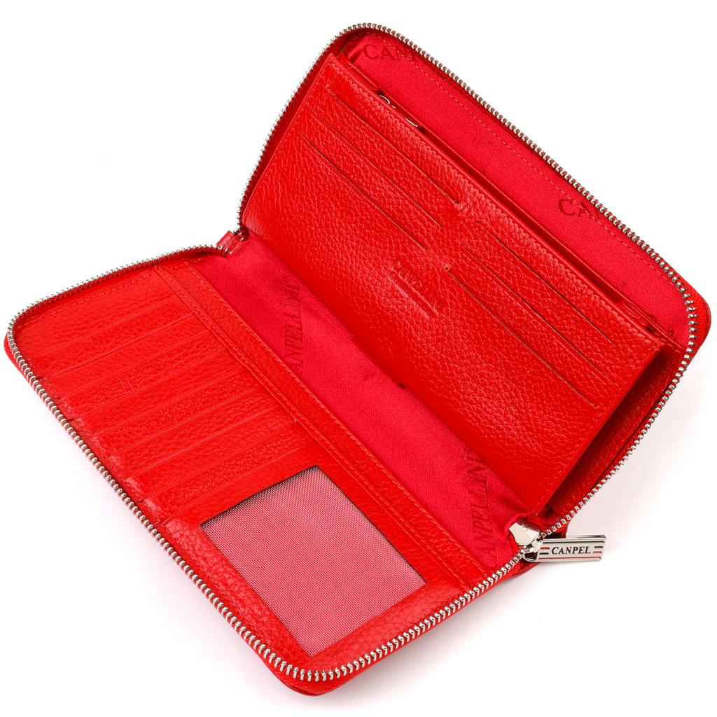 Bright Clutch for Women Made of Genuine Leather CANPELLINI 21921 Red