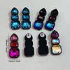 Resin Shiny Rhinestone Earrings Colorful Colorful Dangle Earring Geometric Square Studs  Women