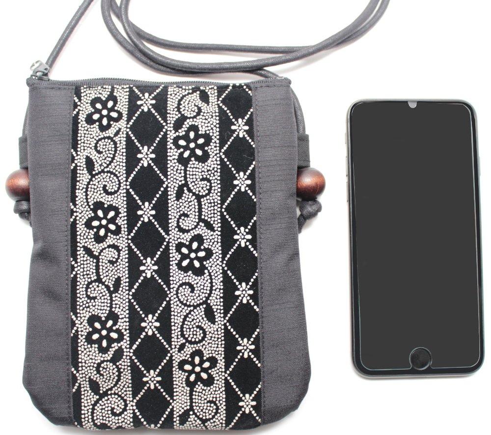 Maruzen Suede Walking Pochette in Seigaiha Pattern Inden-style